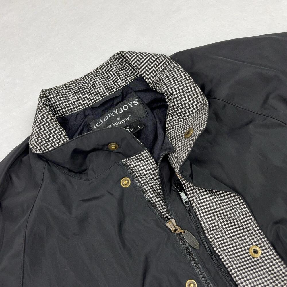 DryJoys By FootJoy Jacket Mens L Black Windbreaker Lined Pockets Full Zip